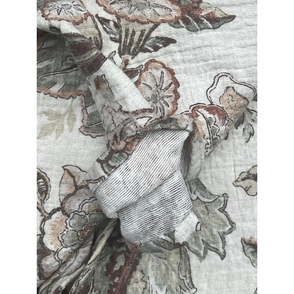 ENVOGUE HOME SHOWER CURTAIN FLORAL 100% COTTON Gauze Fall Green Rusty Brown New